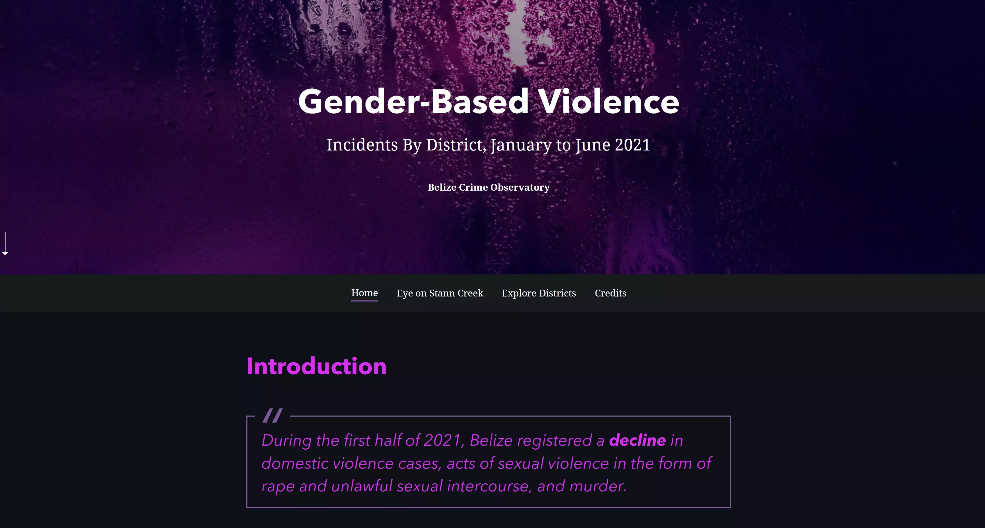 Una visualización web para comprender la Violencia de Género en Belice